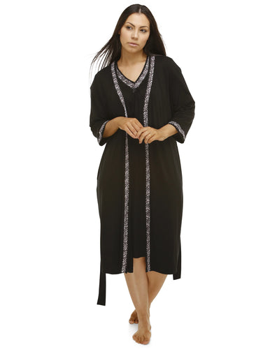Yuu Mid length Sleeve Leopard lace Wrap robe Y832