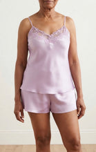 Load image into Gallery viewer, Carmen Kirstein Lilac Silk Lace Cami and Boxer Short Set
