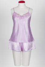 Load image into Gallery viewer, Carmen Kirstein Lilac Silk Lace Cami and Boxer Short Set
