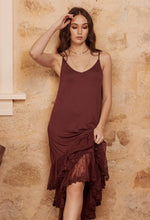 Load image into Gallery viewer, Evangeline Lace Slip in Bordeaux