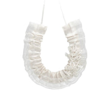 Load image into Gallery viewer, Horseshoe – Satin with Lace Flowers &amp; Beaded Leaf