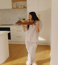 Load image into Gallery viewer, The Goodnight Society Sand Stripes Shirt and Pants Pj set 100% Cotton