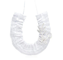 Load image into Gallery viewer, Horseshoe – Satin with Lace Flowers &amp; Beaded Leaf