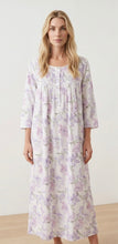 Load image into Gallery viewer, AL/ND-613 Alice &amp; Lily Long Sleeve cotton full length lilac floral winter nightie with swiss dot &amp; lace yoke. lilac.