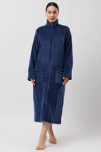 Load image into Gallery viewer, Schrank Zip Dressing Gown NZ SK940 Mid Length Gown in Navy Only 1 Large left!