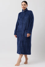Load image into Gallery viewer, Schrank Zip Dressing Gown NZ SK940 Mid Length Gown in Navy Only 1 Large left!