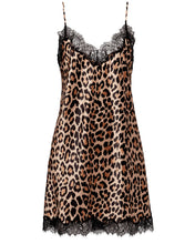 Load image into Gallery viewer, Sainted Sisters Leopard Chemise Nightie 100% Silk with eyelash lace.