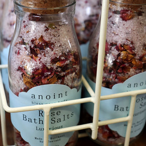 Anoint rose bath salts bottle
