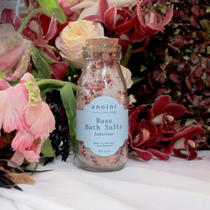 Anoint rose bath salts bottle