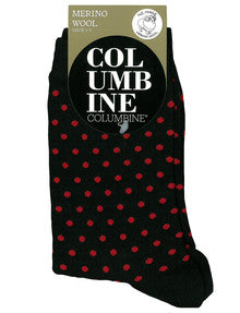 Columbine Merino crew sock with spots. 8411