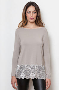 EGI Long Sleeved micromodal and lace top 1758