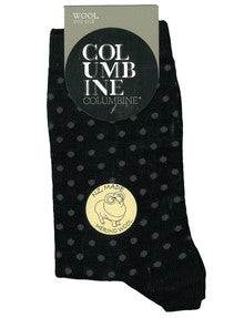 Columbine Merino crew sock with spots. 8411